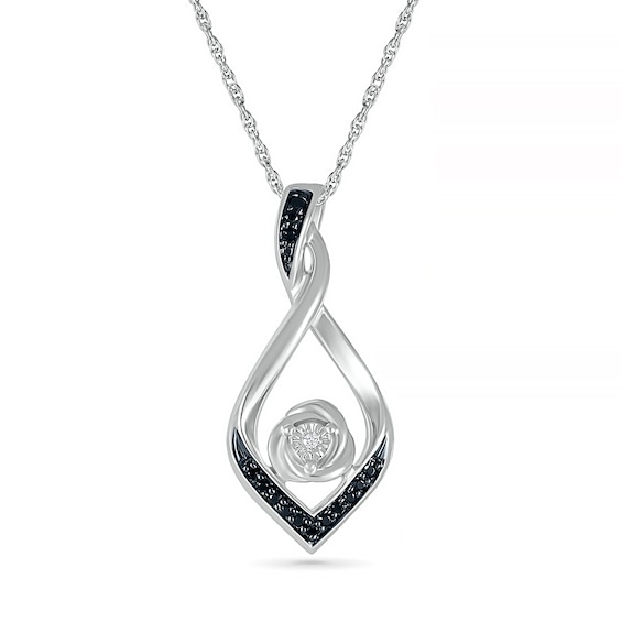 0.065 CT. T.w. Black Enhanced and White Diamond Twist Pendant in