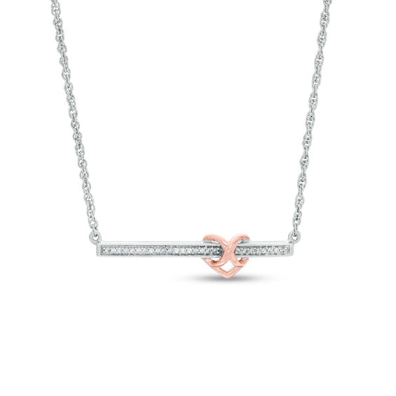 0.065 CT. T.w. Diamond Infinity Heart Bar Necklace in Sterling Silver