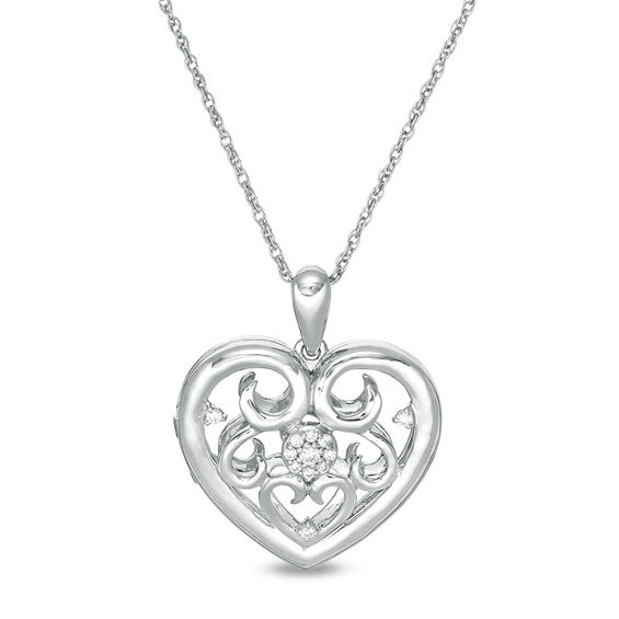 0.065 CT. T.w. Diamond Ornate Heart Locket in Sterling Silver