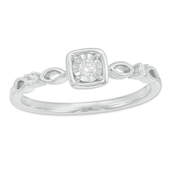 0.085 CT. T.w. Diamond Art Deco Ring in 10K White Gold