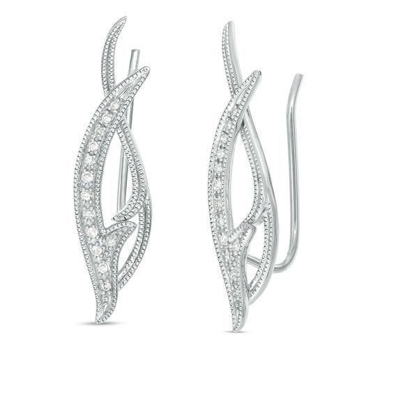 0.085 CT. T.w. Diamond Vintage-Style Crawler Earrings in Sterling