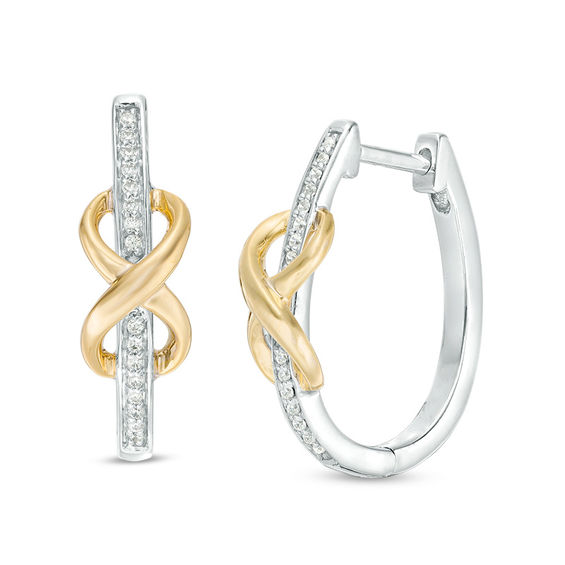 0.086 CT. T.w. Diamond Infinity Knot Oval Hoop Earrings in Sterling