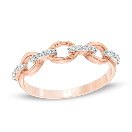 0.086 CT. T.w. Diamond Oval Link Band in 10K Rose Gold