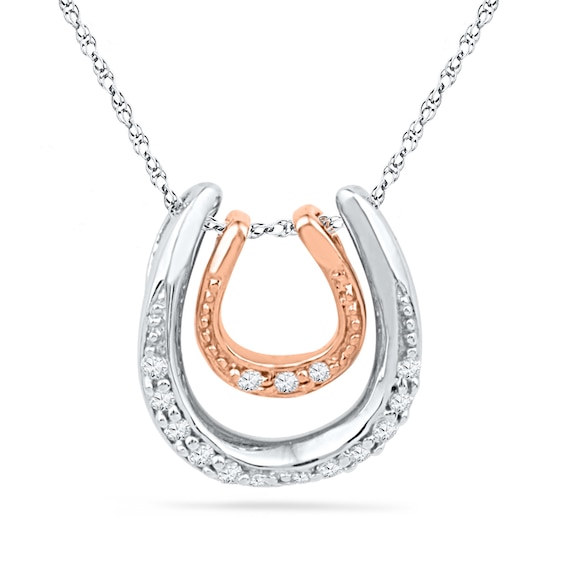 0.08 CT. T.w. Diamond Double Horseshoe Pendant in Sterling Silver and