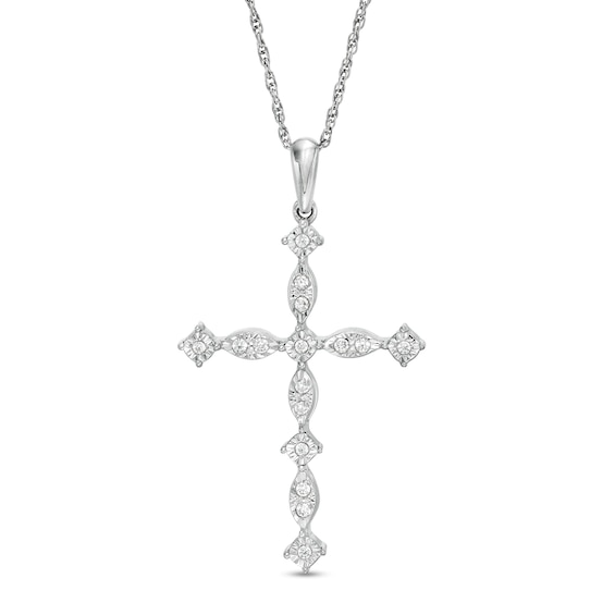 0.09 CT. T.w. Diamond Art Deco Cross Pendant in Sterling Silver