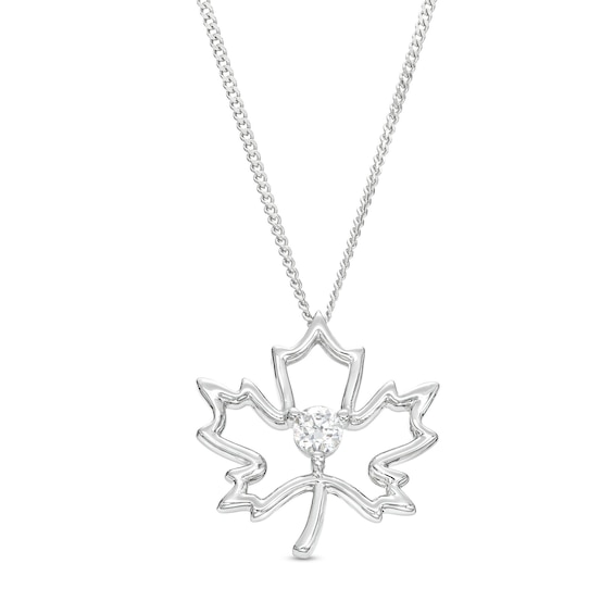 0.10 CT. Canadian Certified Diamond Solitaire Maple Leaf Pendant in