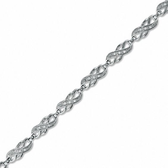 0.10 CT. T.w. Diamond Swirl Fashion Bracelet in Sterling Silver