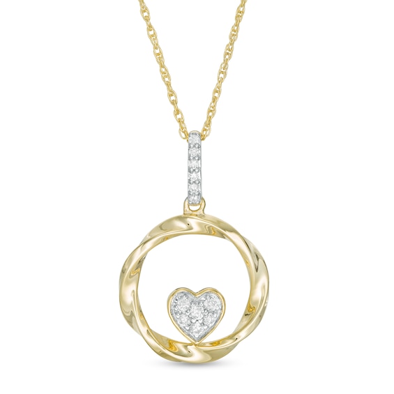 0.115 CT. T.w. Composite Diamond Heart-Shaped Twist Circle Pendant in