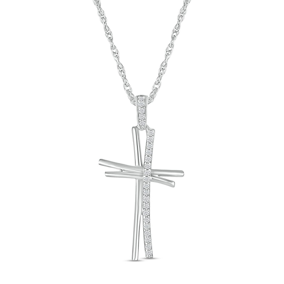 0.115 CT. T.w. Diamond Abstract Cross Pendant in Sterling Silver