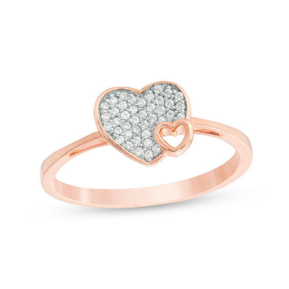 0.116 CT. T.w. Composite Diamond Heart-Shaped Ring in 10K Rose Gold