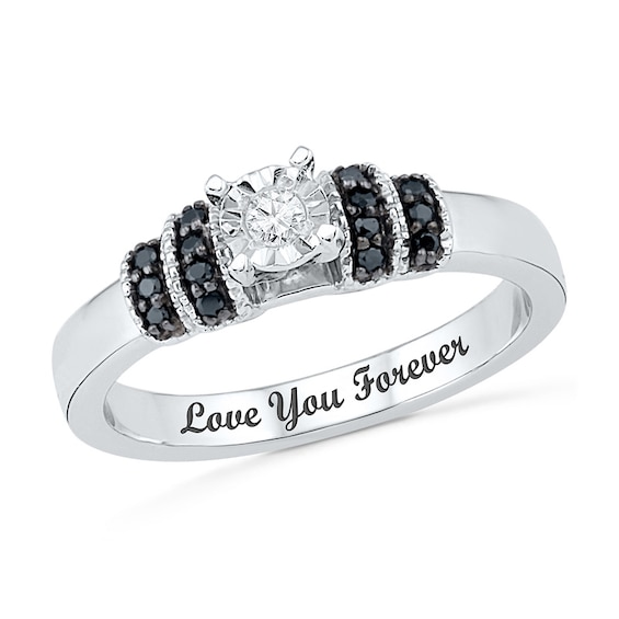 0.11 CT. T.w. Black and White Diamond Promise Ring in Sterling Silver