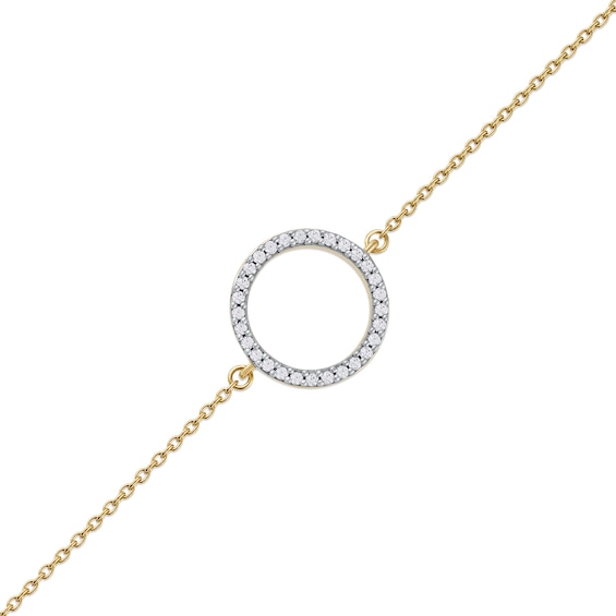 0.11 CT. T.w. Diamond Lined Circle Bracelet in 10K Gold - 7.25"