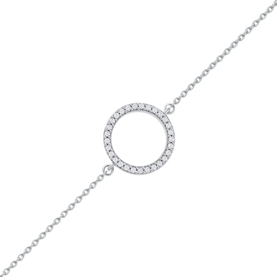 0.11 CT. T.w. Diamond Lined Circle Bracelet in 10K White Gold - 7.25"