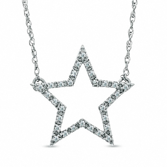 0.12 CT. T.w. Diamond Star Necklace in Sterling Silver