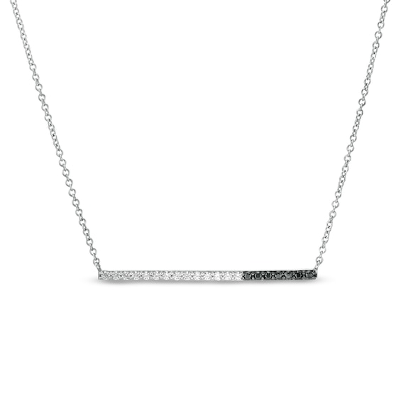 0.12 CT. T.w. Enhanced Black and White Diamond Bar Necklace in
