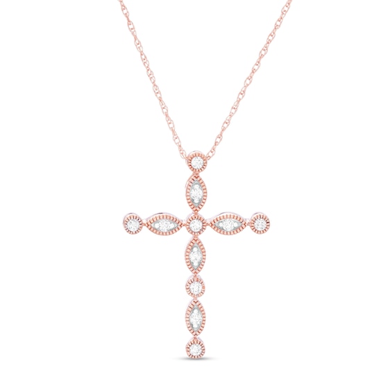 0.145 CT. T.w. Diamond Alternating Marquise Vintage-Style Cross