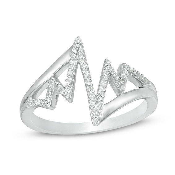 0.145 CT. T.w. Diamond Bypass Heartbeat Ring in Sterling Silver