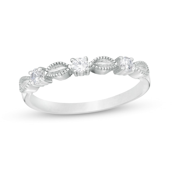 0.145 CT. T.w. Diamond Vintage-Style Alternating Anniversary Band in