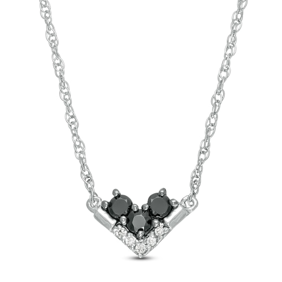 0.145 CT. T.w. Enhanced Black and White Diamond Chevron Necklace in