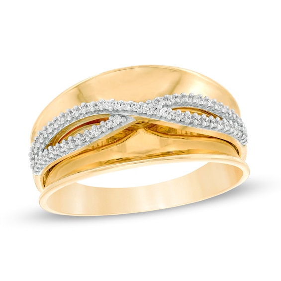 0.146 CT. T.w. Diamond Criss-Cross Concave Ring in 10K Gold