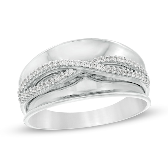 0.146 CT. T.w. Diamond Criss-Cross Concave Ring in 10K White Gold