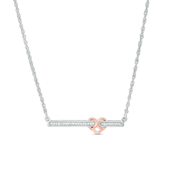 0.146 CT. T.w. Diamond Infinity Heart Bar Necklace in Sterling Silver