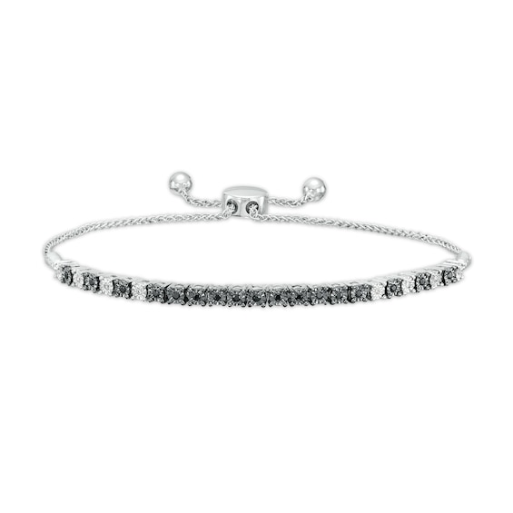 0.15 CT. T.w. Black and White Diamond Line Bolo Bracelet in Sterling