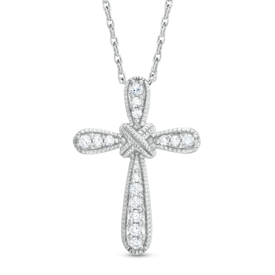 0.15 CT. T.w. Diamond Vintage-Style Cross "X" Pendant in Sterling