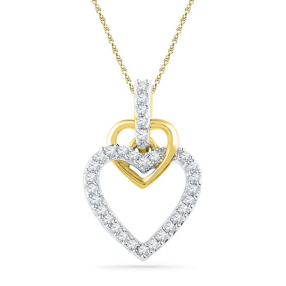 0.16 CT. T.w. Diamond Double Heart Pendant in 10K Gold