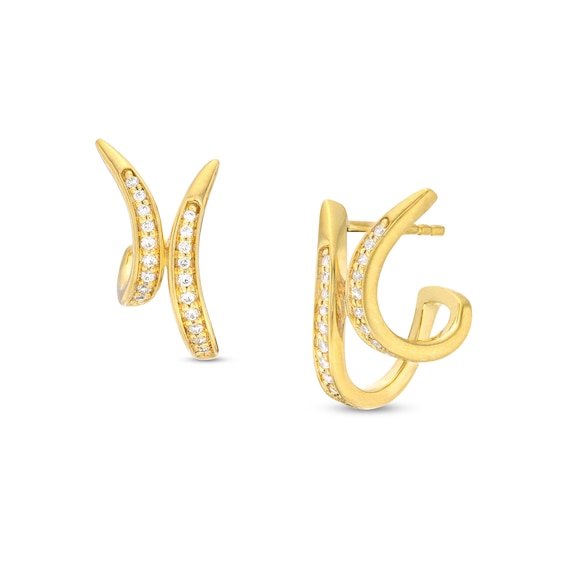 0.16 CT. T.w. Diamond Double Spike J-Hoop Earrings in 10K Gold