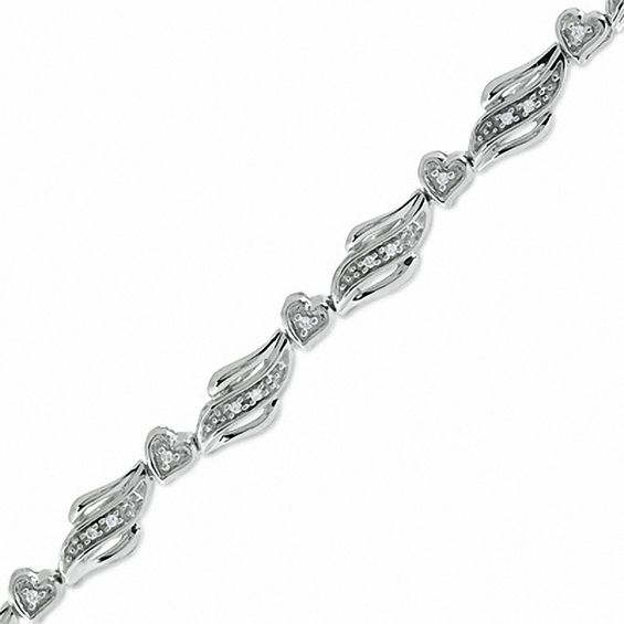 0.16 CT. T.w. Diamond Heart Bracelet in Sterling Silver
