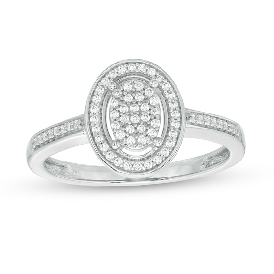 0.16 CT. T.w. Oval-Shaped Multi-Diamond Frame Promise Ring in 10K