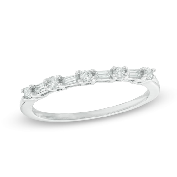 0.18 CT. T.w. Baguette and Round Diamond Alternating Anniversary Band