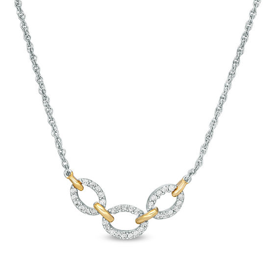 0.18 CT. T.w. Diamond Link Necklace in Sterling Silver and 10K Gold -
