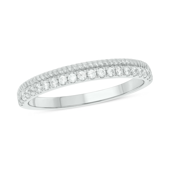0.18 CT. T.w. Diamond Rope Edge Stackable Band in 10K White Gold