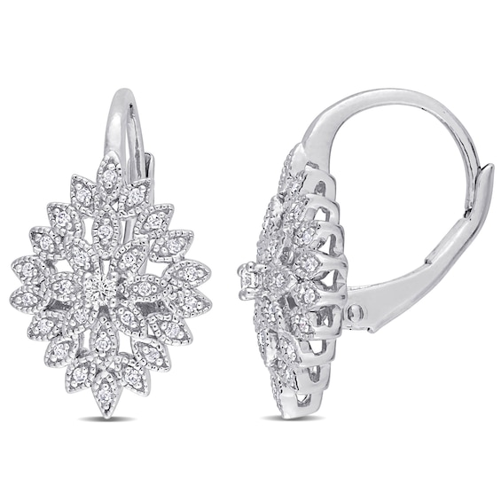 0.19 CT. T.w. Composite Diamond Vintage-Style Flower Earrings in