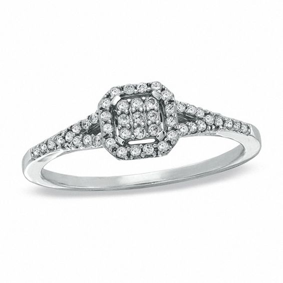 0.20 CT. T.w. Composite Square Diamond Vintage Promise Ring in 10K