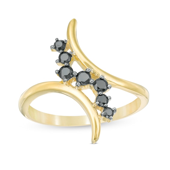 0.23 CT. T.w. Black Diamond Curve Bypass Ring in 10K Gold