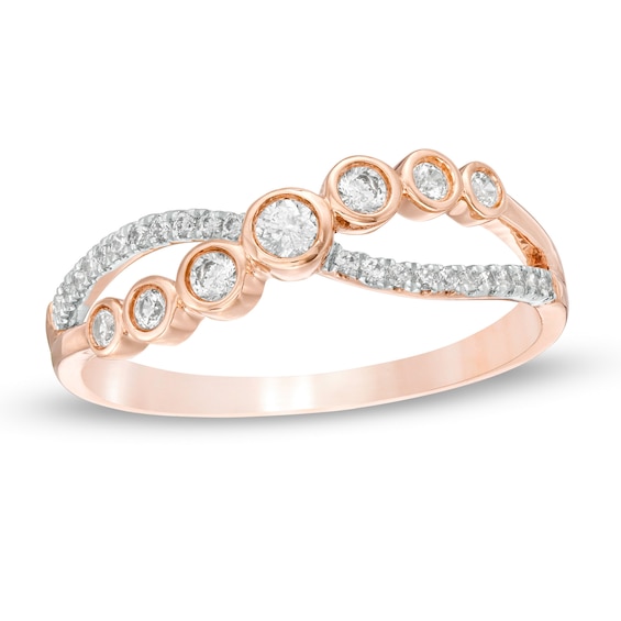 0.23 CT. T.w. Diamond Crossover Ring in 10K Rose Gold