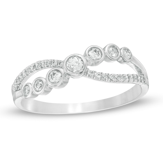 0.23 CT. T.w. Diamond Crossover Ring in 10K White Gold