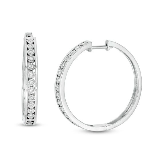 0.23 CT. T.w. Diamond Hoop Earrings in Sterling Silver