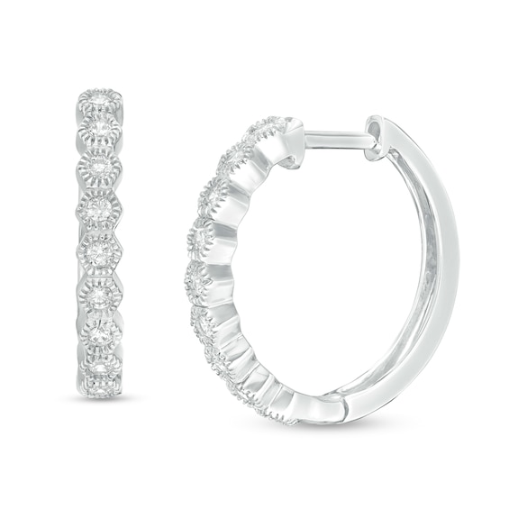 0.23 CT. T.w. Diamond Vintage-Style Hoop Earrings in Sterling Silver