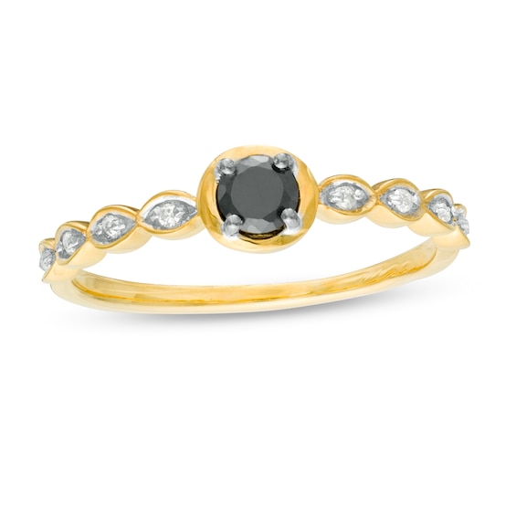 0.23 CT. T.w. Enhanced Black and White Diamond Art Deco Promise Ring