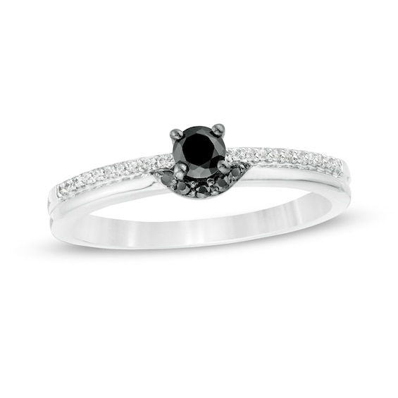 0.23 CT. T.w. Enhanced Black and White Diamond Promise Ring in 10K