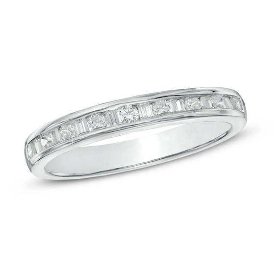 0.25 CT. T.w. Baguette and Round Diamond Alternating Band in 10K White