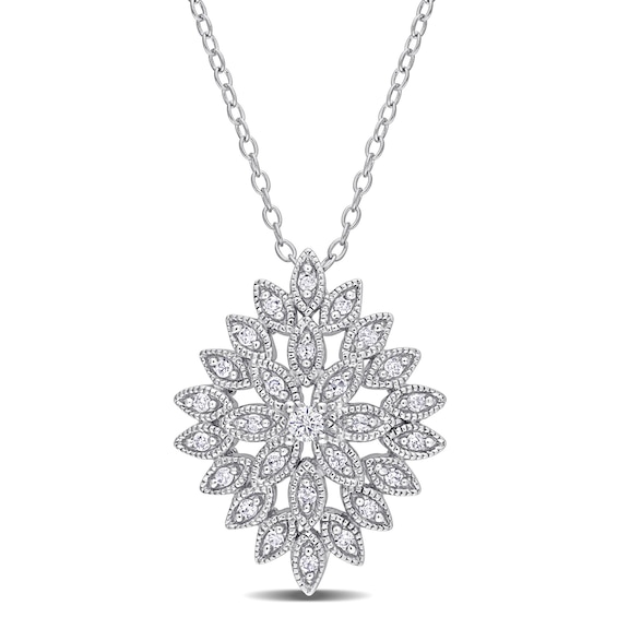 0.25 CT. T.w. Composite Diamond Vintage-Style Flower Pendant in