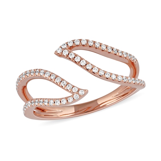 0.25 CT. T.w. Diamond Leaf Outline Open Ring in 10K Rose Gold
