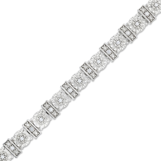 0.25 CT. T.w. Diamond Round and Bar Alternating Bracelet in Sterling