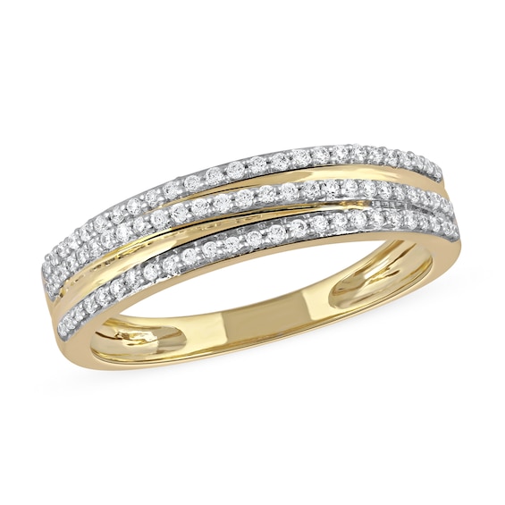 0.25 CT. T.w. Diamond Triple Row Crossover Band in 10K Gold