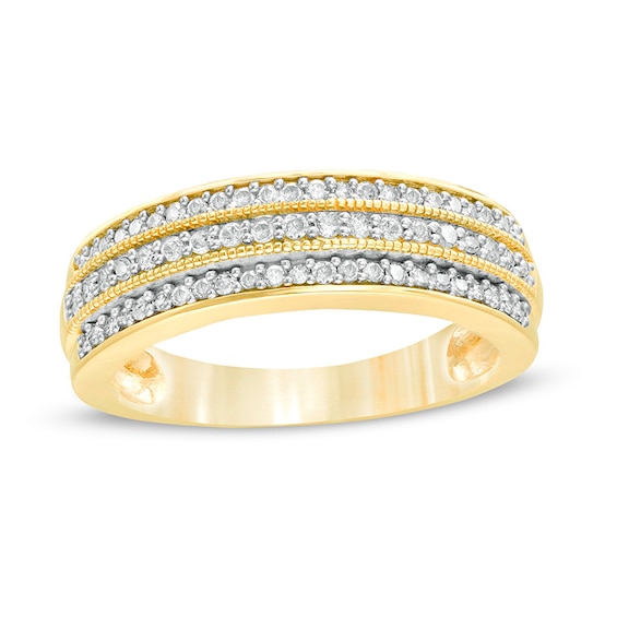 0.29 CT. T.w. Diamond Multi-Row Vintage-Style Band in 10K Gold